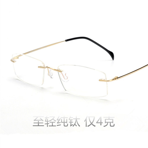 无框方形金色眼镜架陈伟霆同款