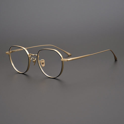 日本手造工艺GMS846近视眼镜 全框多边形纯钛眼镜框架复古中性男