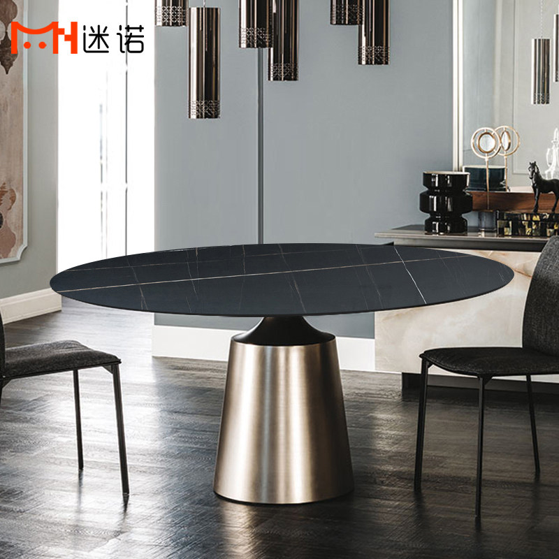 北欧设计师极简进口岩板接待桌意式轻奢现代简约大理石小户型餐桌