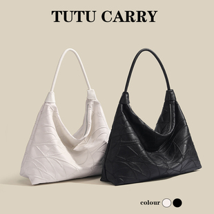 刺绣裂纹单肩托特包时尚 简约大容量腋下手提包女 ins新款 2026韩版