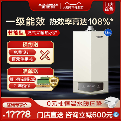 【门店在售】AO史密斯燃气壁挂炉天然气家用冷凝锅炉E10 33kw