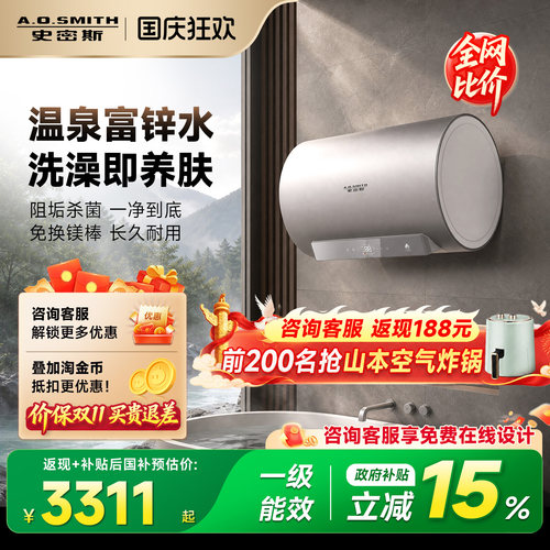 [升级富锌]免换镁棒双胆电热水器