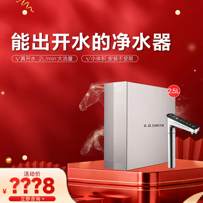 【门店在售】AO史密斯净水器家用过滤器反渗透净化加热DR2500SWi