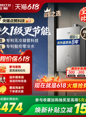 【1级能效新品】AO史密斯佳尼特无冷凝管16L小精钢燃气热水器TJE5