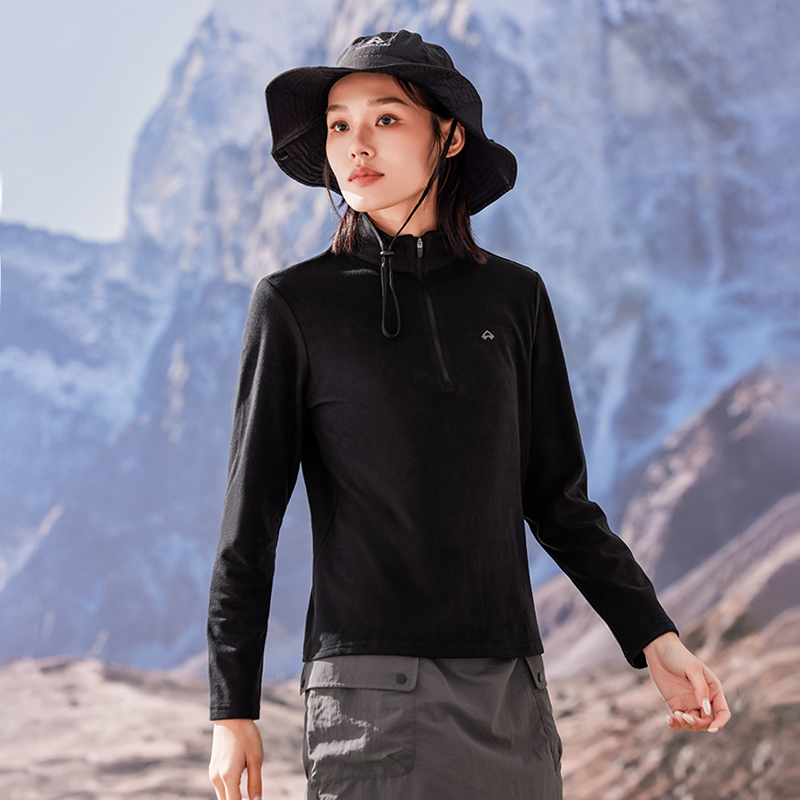 拓路者女半开襟户外运动打底衫