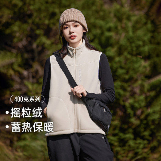 拓路者户外双面摇粒绒女款2025年春季保暖背心外套百搭休闲马甲