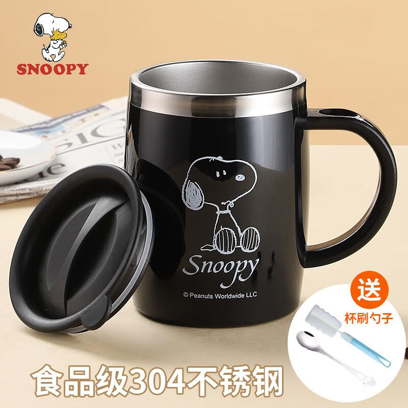 史努比（SNOOPY）保温杯304不锈钢马克咖啡杯家用喝水杯男士办公