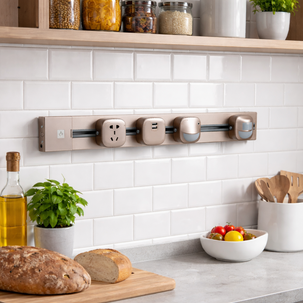 无线轨道带开关大功率铜条铝合金材质过载功能英美欧标滑轨插座