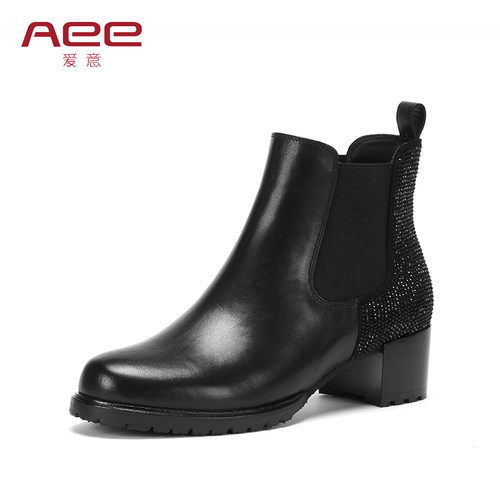 Aee爱意新款黑色防滑切尔西靴