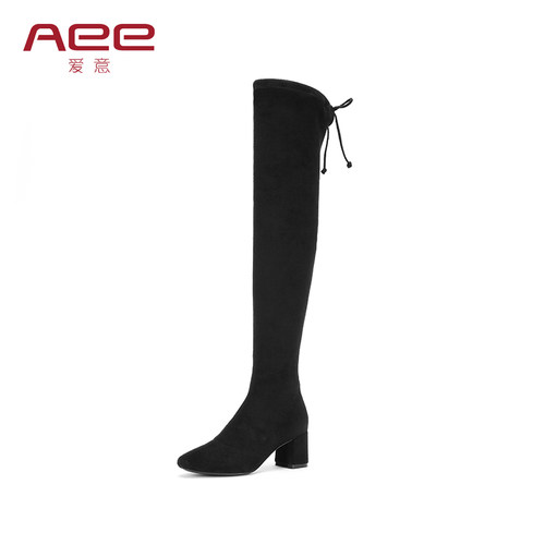 Aee爱意秋冬款弹力高筒袜过膝靴