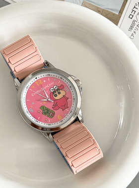 适用三福动漫小新卡通手表一株硅胶磁吸表带回环新款20mm腕带18mm
