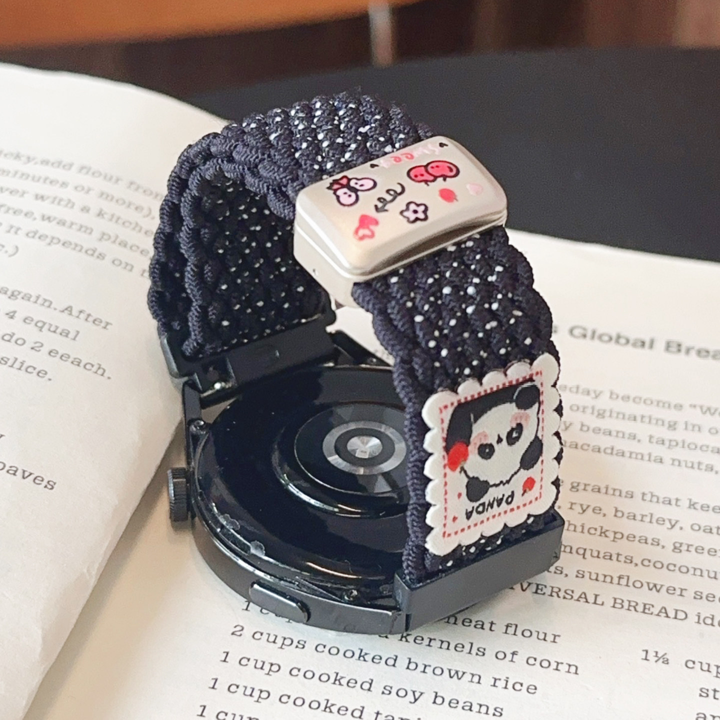 草莓熊猫编织尼龙磁吸GT5适用华为GT6手表watch表带GT4苹果11小米