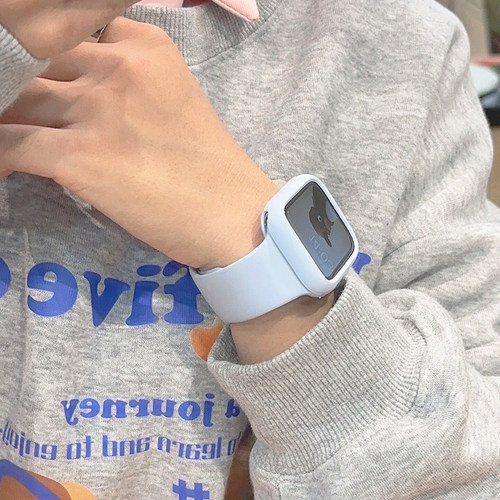 浅蓝色紫色硅胶适用iwatch表带