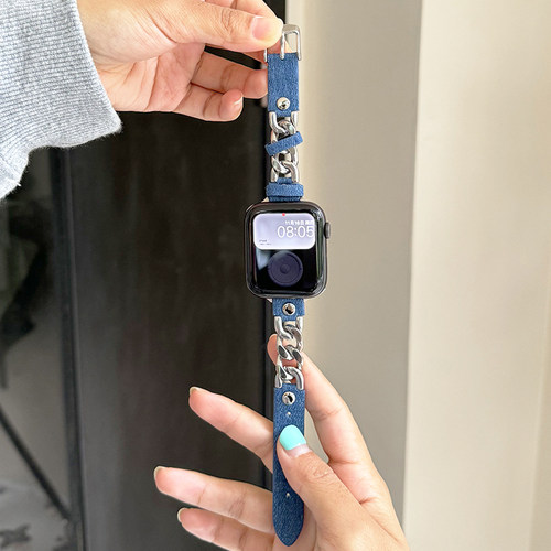 链条真皮小蛮腰适用iwatch表带