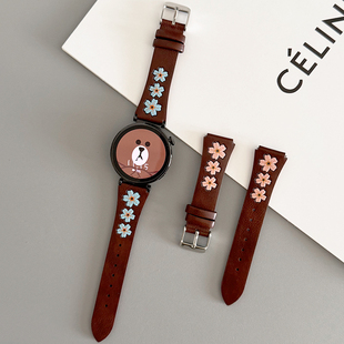 小蛮腰樱花棕色皮革秋冬GT5适用华为GT3手表watch表带GT4苹果小米