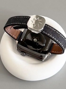 重工金属牛仔细款磁吸GT5适用华为GT3手表watch4pro表带苹果9小米