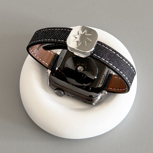 重工金属牛仔细款磁吸GT5适用华为GT3手表watch4pro表带苹果9小米