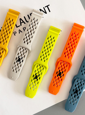 夏天透气硅胶拼色GT5新款适用华为GT3手表watch表带GT4苹果S9小米