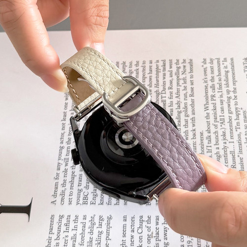 真皮D扣荔枝纹细款表带