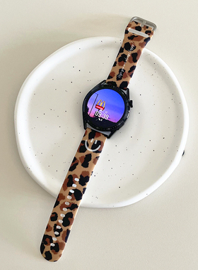 宋慧乔豹纹笑脸硅胶表带适用华为手表gt5小众GT3女watch4pro小米2