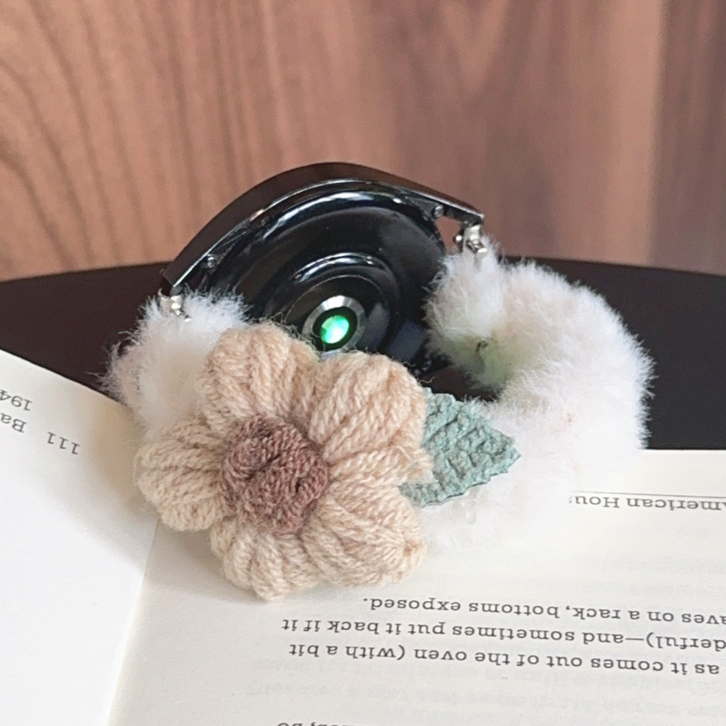 针织花朵毛绒弹力一体GT5适用华为GT6手表watch4pro表带S9苹果S11