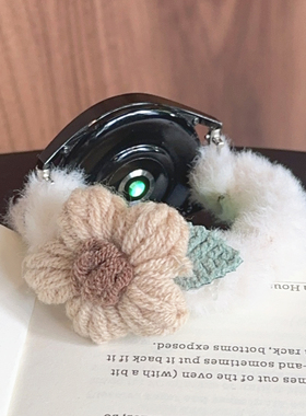 针织花朵毛绒弹力一体GT5适用华为GT6手表watch4pro表带S9苹果S11