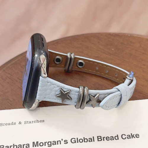 金属星星荔枝纹皮革表带