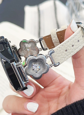 花朵镶钻金属皮革GT5适用华为GT6手表watch4表带se苹果11小米9pro