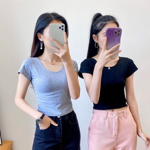 短袖韩版常规露脐纯棉女士新款