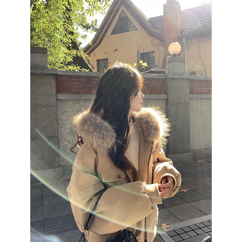 工装大毛领派克羽绒服女冬季2025新款韩系超好看90白鸭绒加厚外套,女装/女士精品,羽绒服,淘宝优惠券,粉丝福利购,淘宝优惠卷