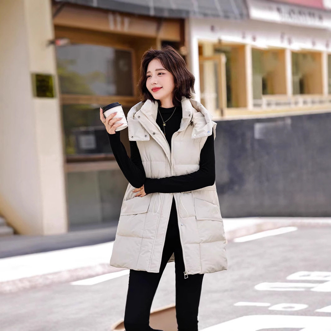秋冬羽绒棉马甲女新款中长款坎肩修身洋气外穿背心宽松外套棉服潮