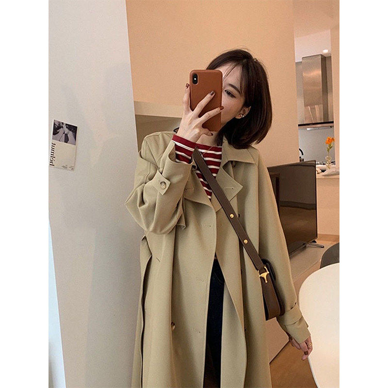 高级感风衣外套女2025年春秋新款韩系宽松百搭中长版小个子大衣,女装/女士精品,风衣,淘宝优惠券,粉丝福利购,淘宝优惠卷