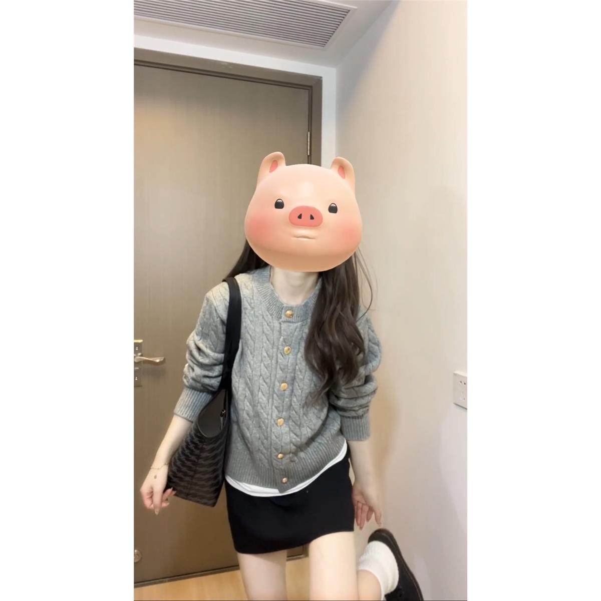 灰色麻花针织开衫女春秋秋季学院风外搭软糯毛衣外套短款上衣秋冬,女装/女士精品,毛衣,淘宝优惠券,粉丝福利购,淘宝优惠卷