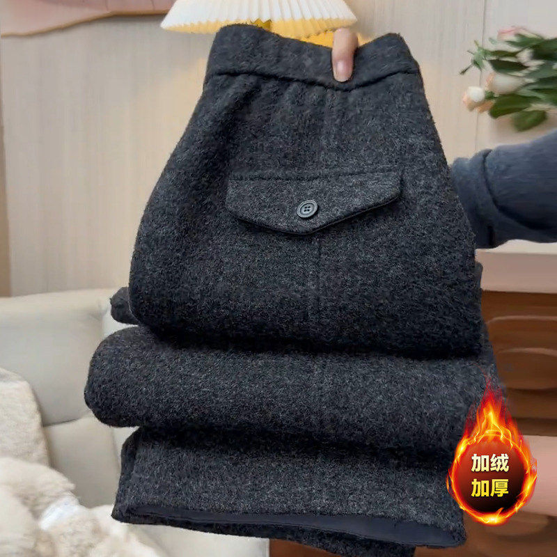 黑灰加绒加厚毛呢弯刀裤女冬季新款大码胖mm窄版直筒阔腿运动卫裤,女装/女士精品,大码裤装,淘宝优惠券,粉丝福利购,淘宝优惠卷