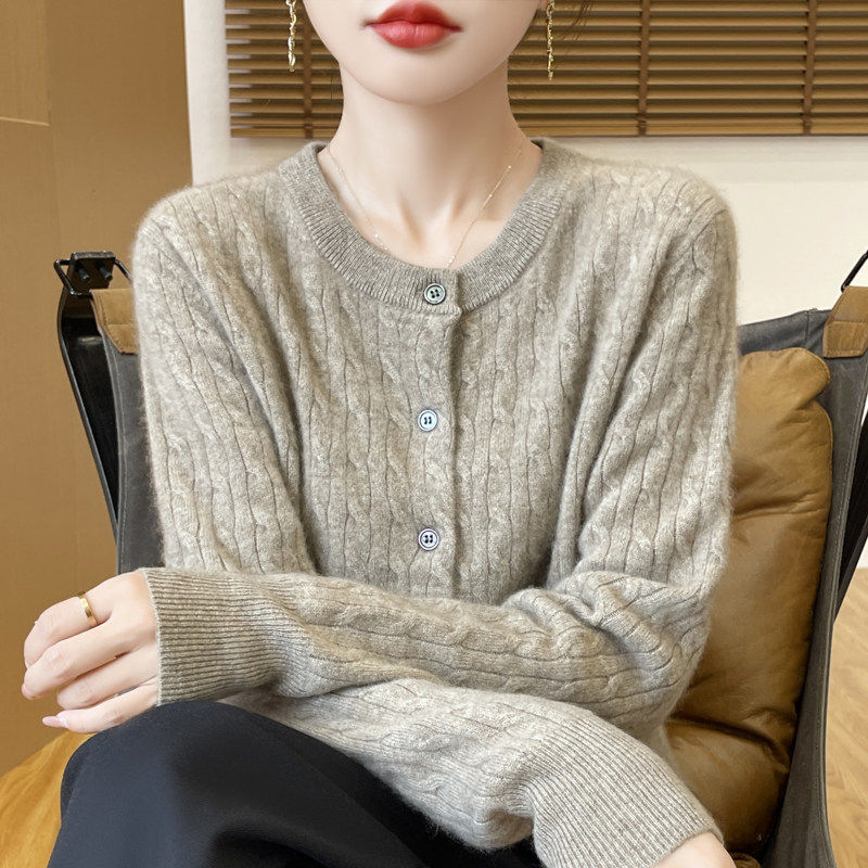 2025秋冬新款圆领针织衫开 衫女毛衣宽松外套加厚打底长袖毛衣上,女装/女士精品,毛衣,淘宝优惠券,粉丝福利购,淘宝优惠卷