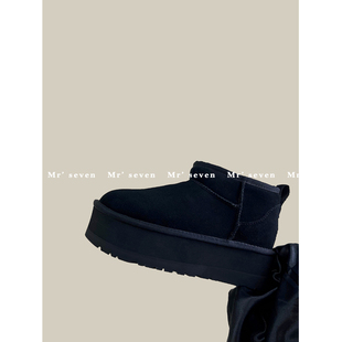 周冬雨同款厚底增高5cm迷你雪地靴女秋冬羊皮毛一体短靴保暖女靴