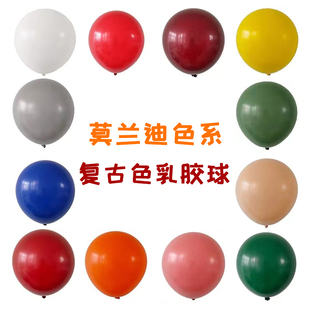 ins风复古色莫兰迪轻奢蓝橙粉紫可可色气球简约森系球汽球派对布