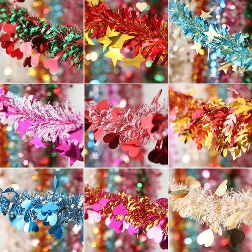 春节元旦商场教室拉花装饰品彩条马卡龙毛条彩带加密求婚婚礼布置