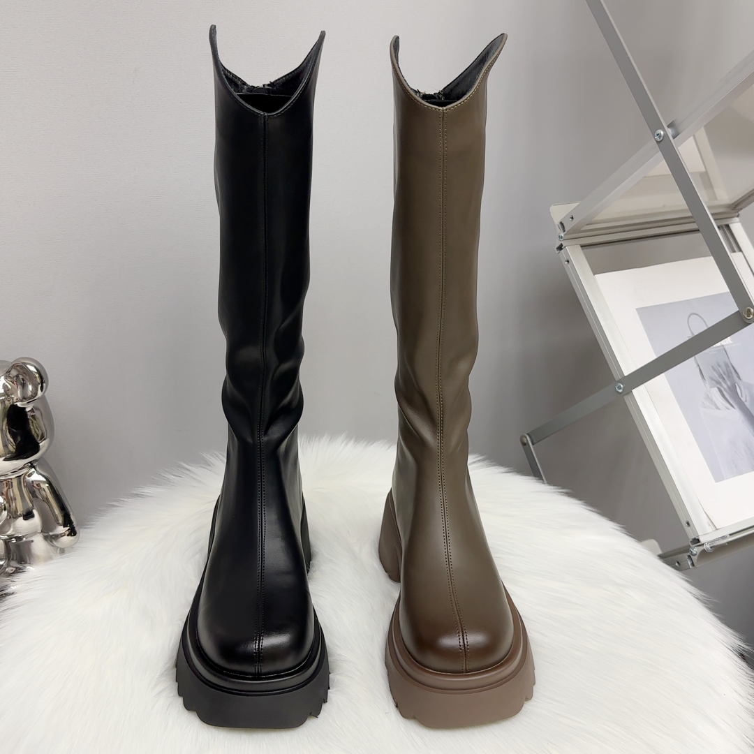 2025年冬季加绒保暖长靴子厚底