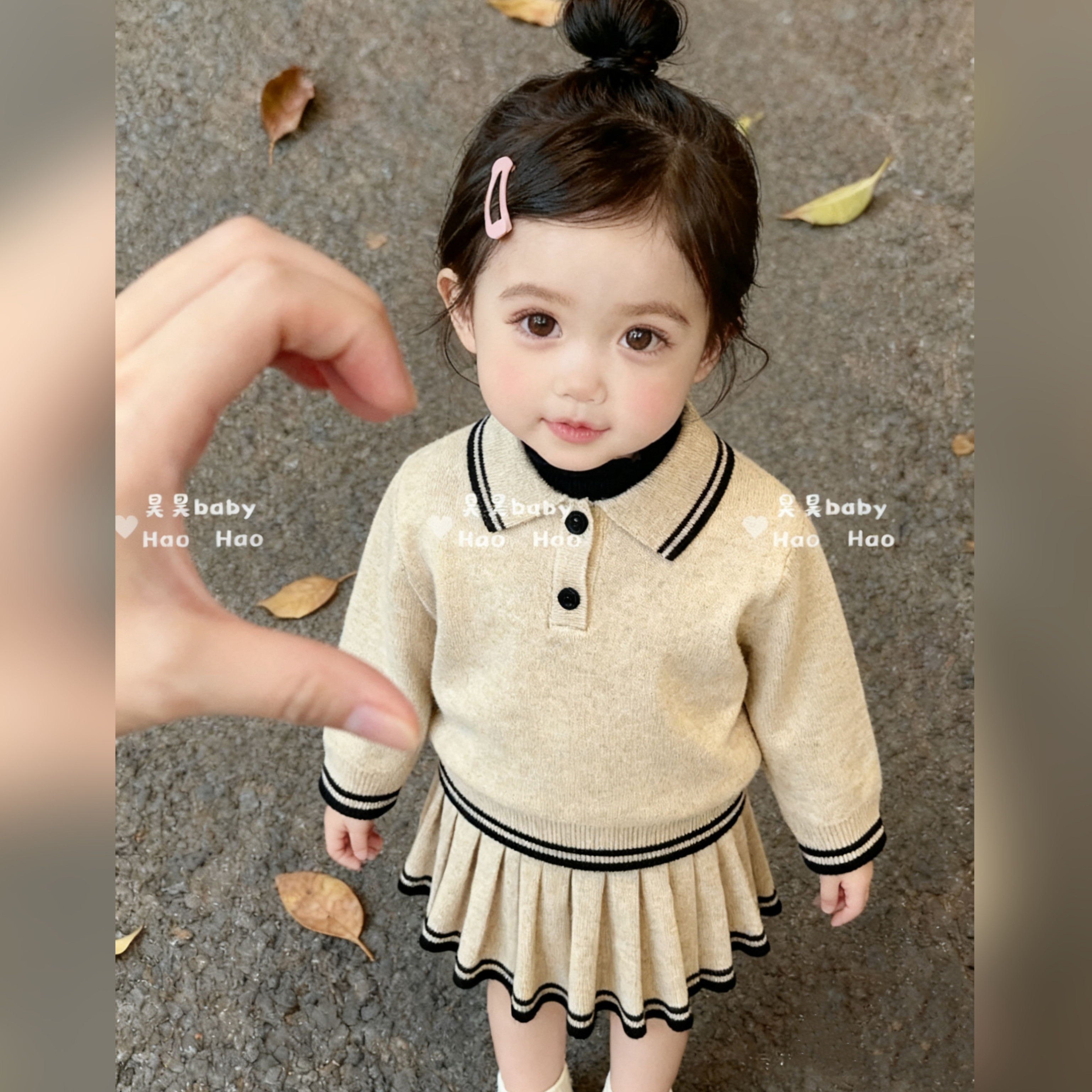 秋冬新品女童套装学院风针织两件套女宝宝polo领毛衣裙子时尚小童,童装/婴儿装/亲子装,套装,淘宝优惠券,粉丝福利购,淘宝优惠卷