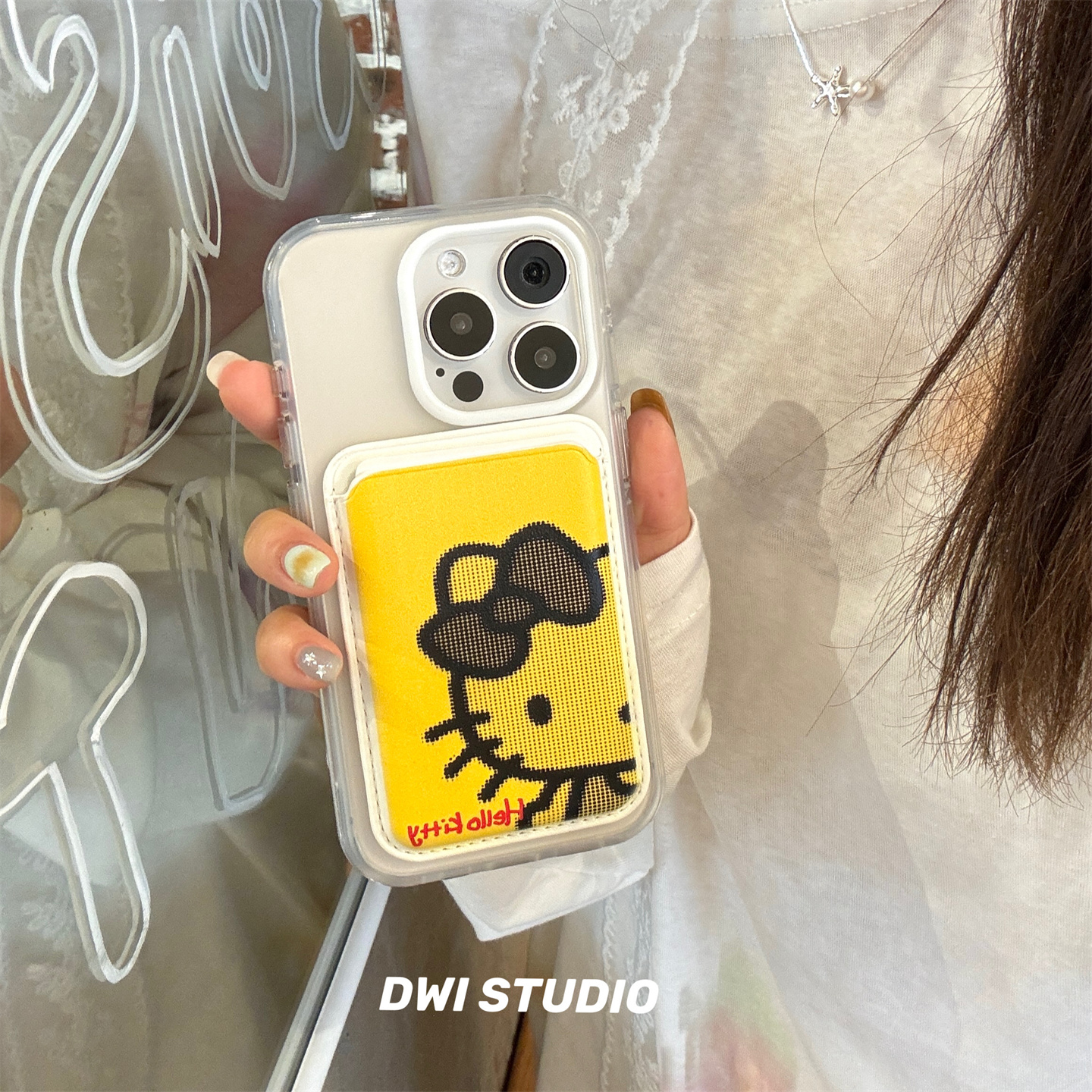 圆边磁吸像素Kitty卡包插卡壳