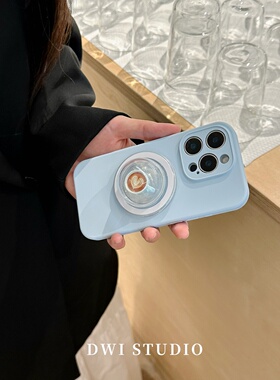 DWI STUDIO小众咖啡蓝色磁吸支架手机壳16promax全包AI按键适用苹果17promax/13新款iPhone16液态硅胶壳15