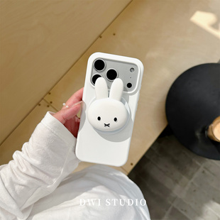DWI STUDIO韩系温柔白米菲兔子磁吸手机壳17promax全包AI按键适用苹果16promaxiPhone16液态硅胶壳15/14