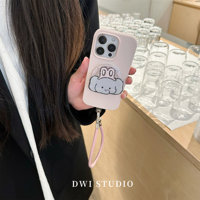 少女心粉色小象磁吸支架挂绳壳