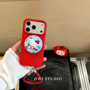 DWI STUDIO圣诞红草莓kt磁吸支架挂绳手机壳17promax全包按键适用苹果16promaxiPhone16壳15/17pro