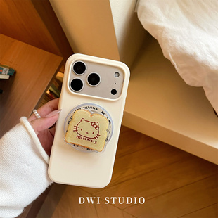 DWI STUDIO温柔奶白吐司Kitty磁吸支架手机壳17promax全包AI按键适用苹果16promaxiPhone16液态硅胶壳15/14