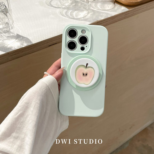薄荷绿青苹果磁吸手机壳