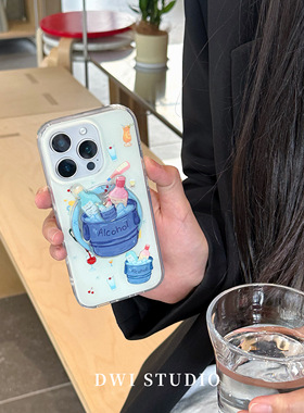 DWI STDUIO趣味夏日多巴胺樱桃汽水酒杯适用iPhone16promax全包15pro新款磁吸转转支架14promax/15女生16pro