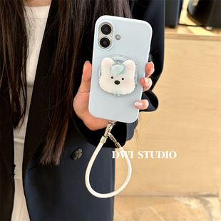 15proiPhone16双层印花壳 DWI STUDIO可爱西高地磁吸支架手机壳16promax 14适用苹果相机按键一体16pro 13新款