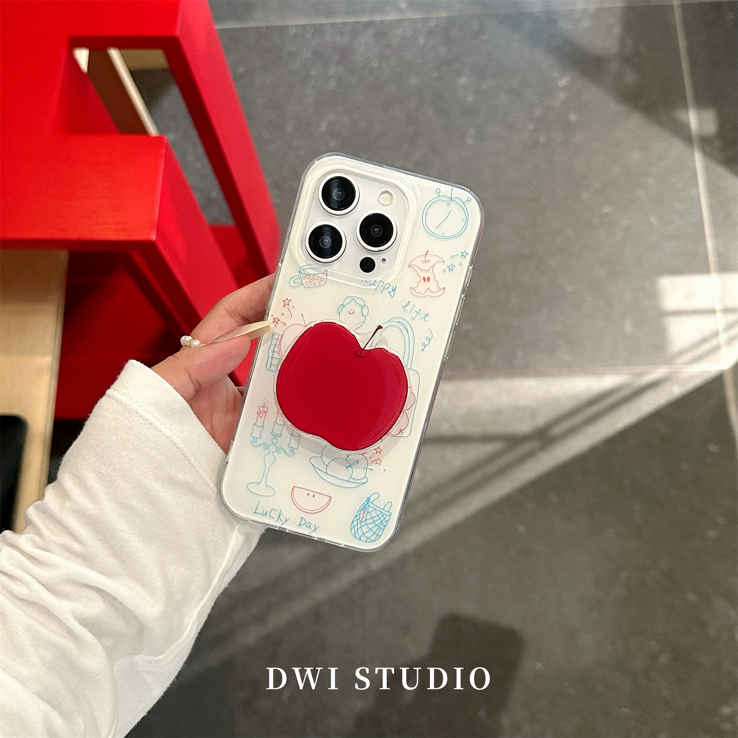 韩系线条苹果支架手机壳